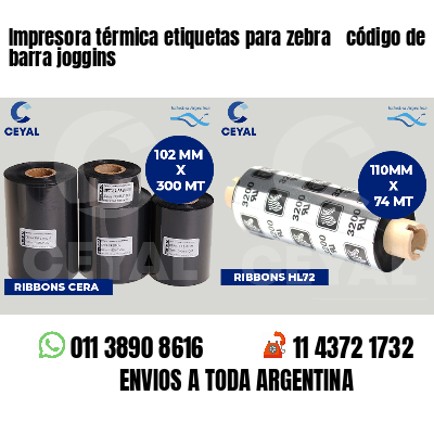 Impresora térmica etiquetas para zebra  código de barra joggins